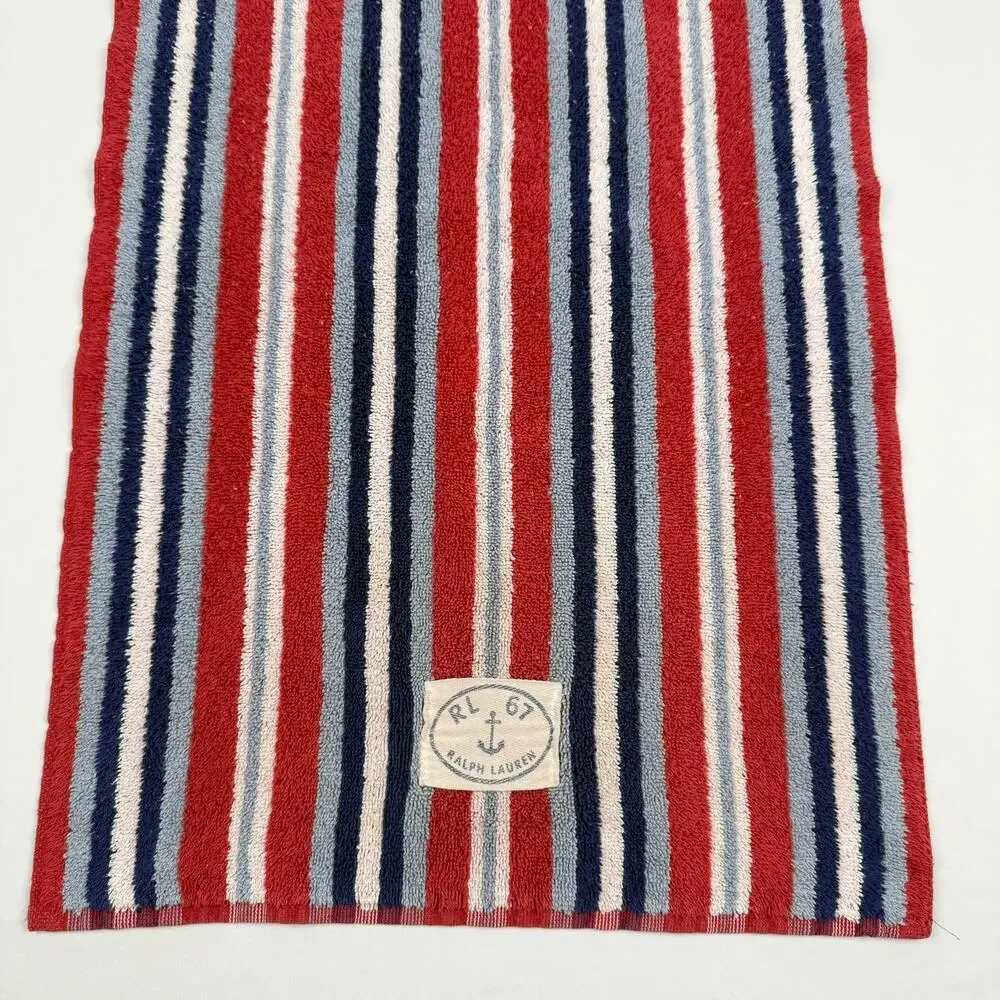 Ralph Lauren RL 67 Striped Cotton Hand Towels Nautical Made in USA Set of 2